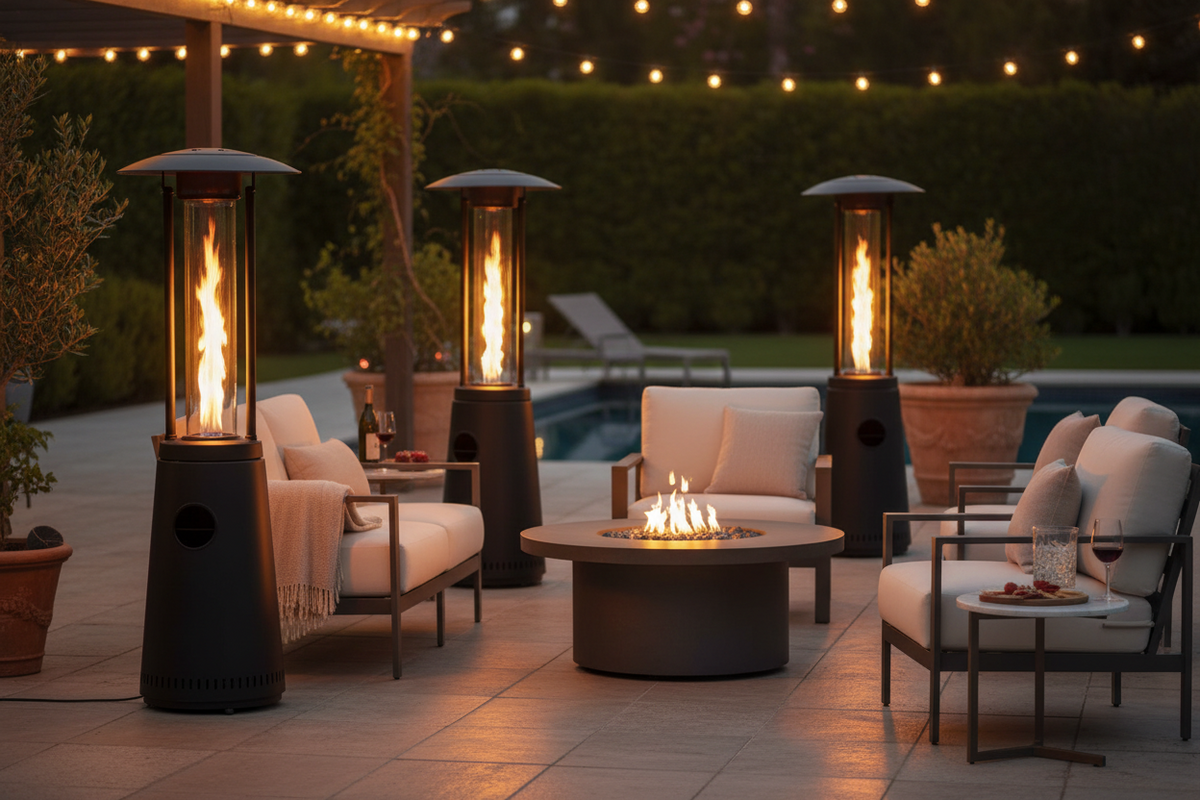 Outdoor heaters are energy-efficient heating systems designed to provide consistent warmth in open-air spaces such as patios, terraces, and gardens.