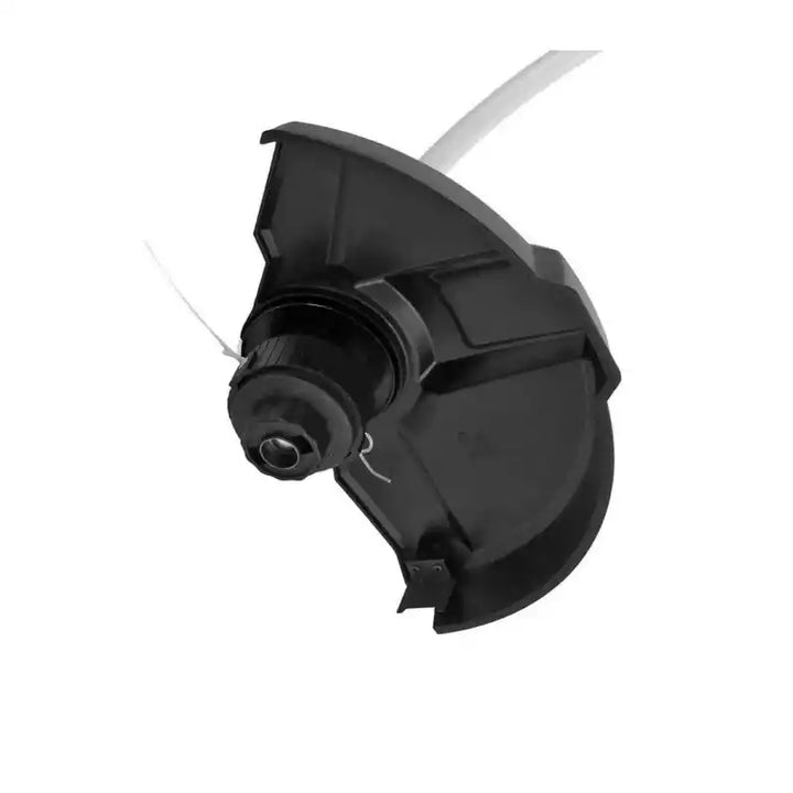 1000W electric grass trimmer with 35 cm cutting width, aluminum shaft, and 180-degree rotating trimming head.
