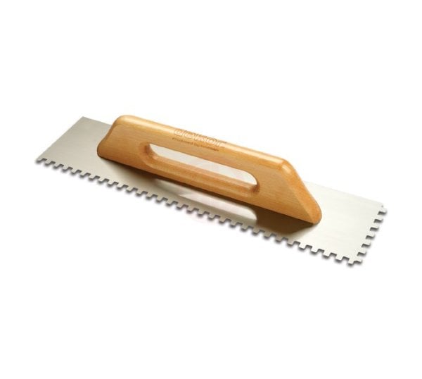 Ceramic Trowel Wooden Handle 8x8 Square Tooth Spring Steel 40cm