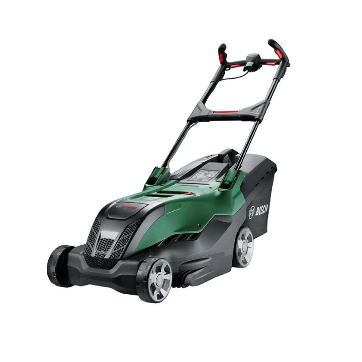1800W corded electric lawn mower with 40cm cutting width, 50L grass collector, and adjustable cutting height.