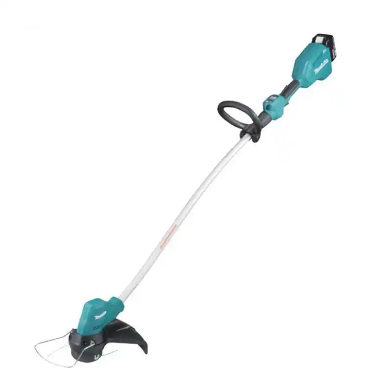 18V cordless brush cutter with 350 mm trimmer head, 3-speed control, and ergonomic bike handle.
