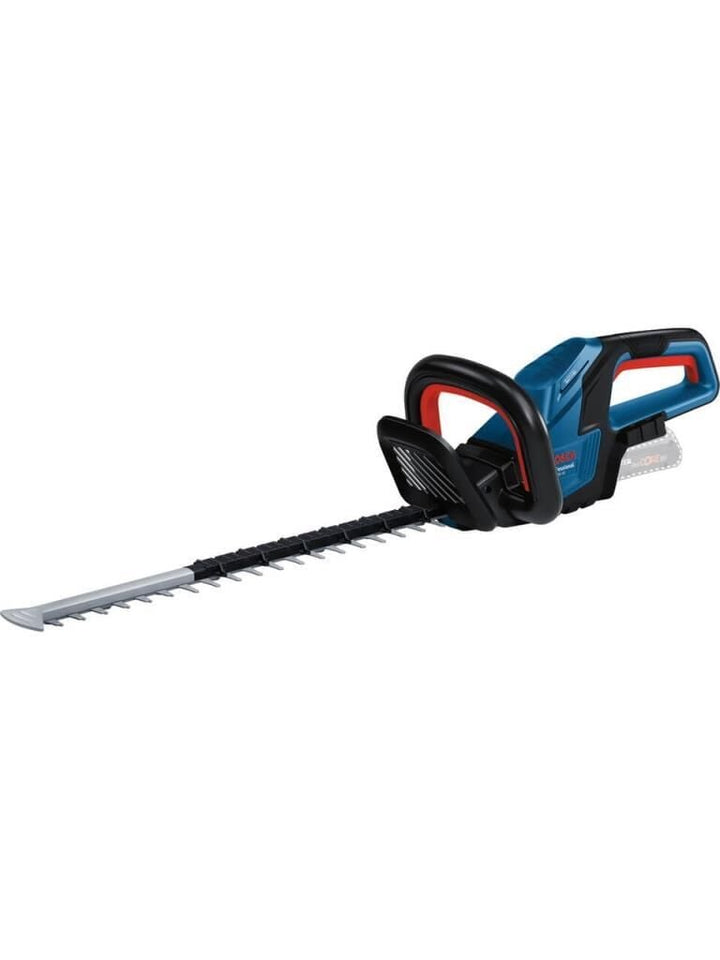 18V cordless brushless hedge trimmer with 50 cm laser-cut blade for professional garden maintenance.