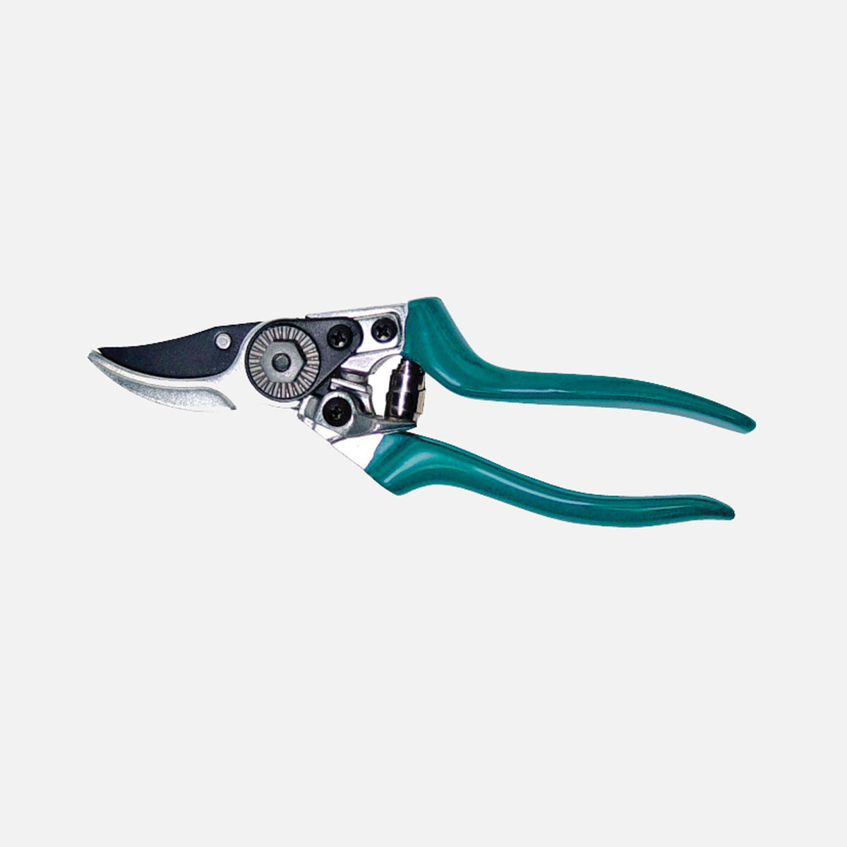 200 mm pruning shears with teflon-coated steel blades and aluminum handles for light garden pruning.
