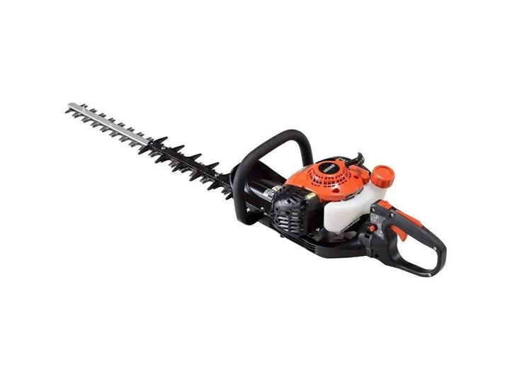 21.2cc petrol hedge trimmer with 74.4 cm laser-cut blade and anti-vibration system for precise hedge cutting.