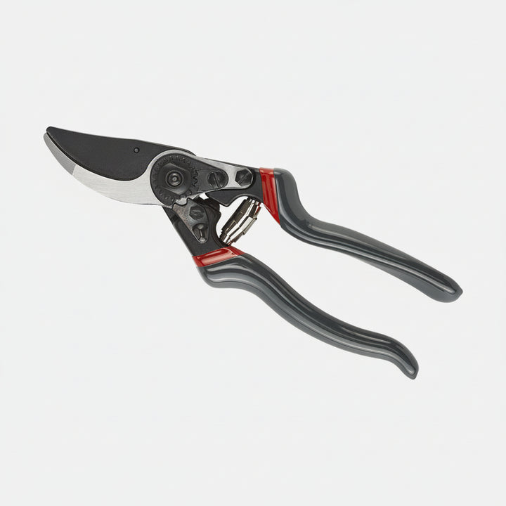 23 mm pruning shears with forged aluminum handles and steel blades for precise branch cutting.