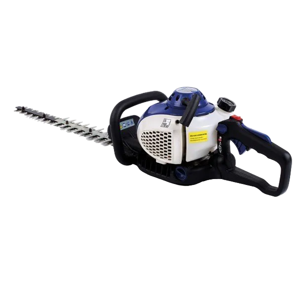 25.4cc petrol hedge trimmer with 61 cm double blade and 180° rotating ergonomic handle.
