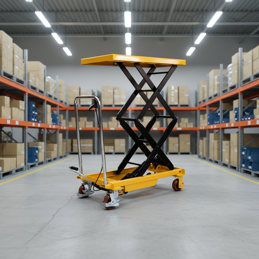 350kg double scissor hydraulic lift table cart with 1500mm lifting height