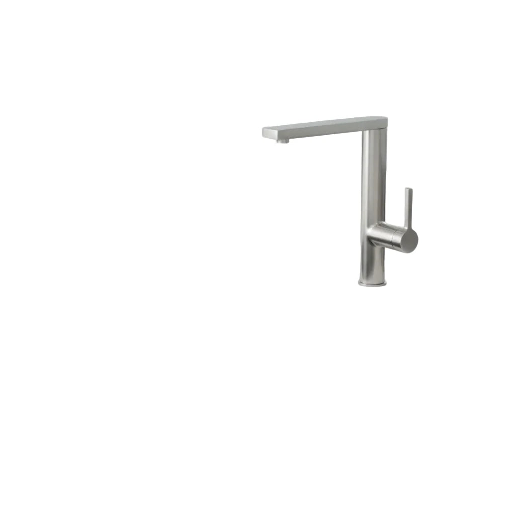 Chrome kitchen sink faucet with high arc spout, 360 degree swivel function and limescale-resistant aerator