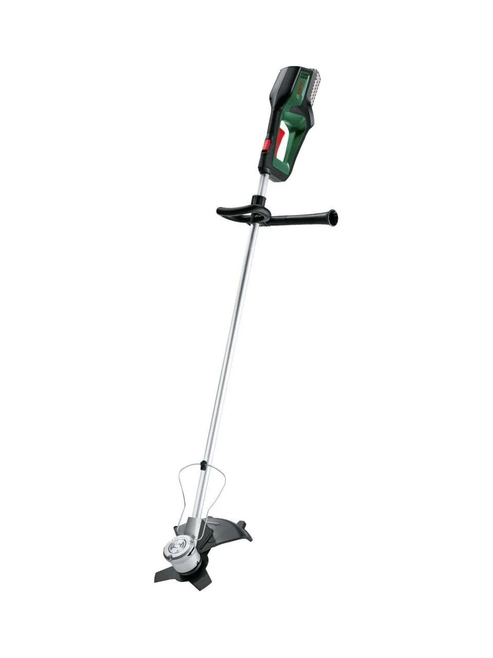Cordless brush cutter with brushless motor and metal blade for heavy-duty grass and brush cutting.
