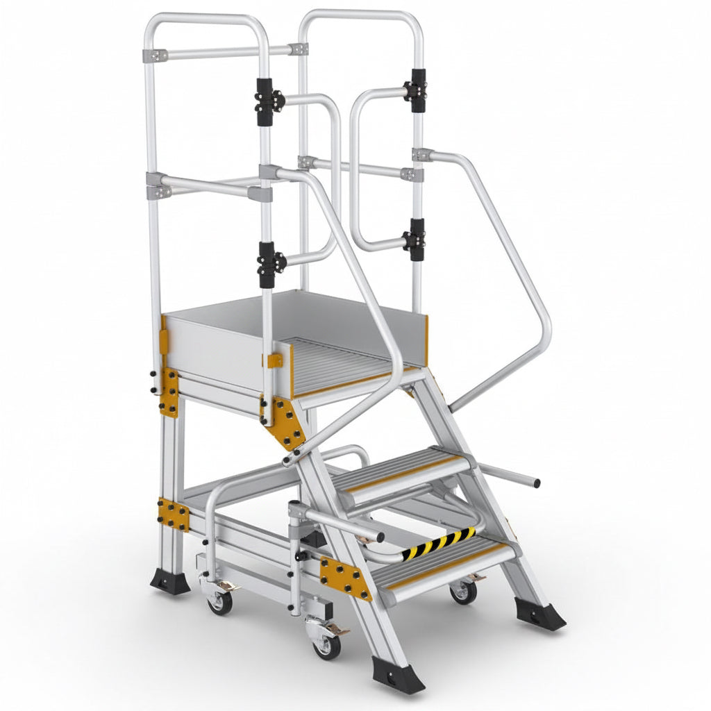 Industrial Aluminum Platform Ladder 3+1 Steps