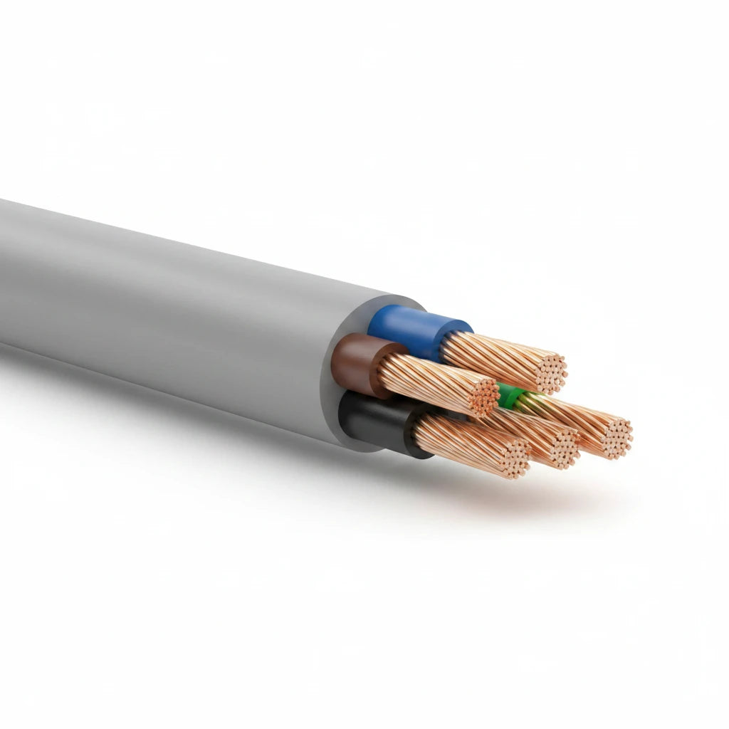 5x10 mm² grey PVC power cable with rigid copper conductors