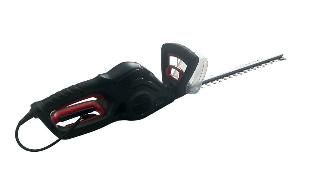 600W electric hedge trimmer with 55 cm blade and lightweight ergonomic design for garden trimming.