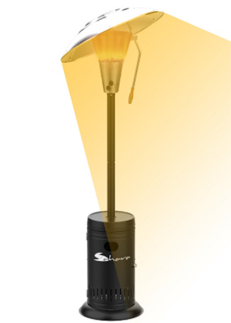 Outdoor patio heater with focused heat design