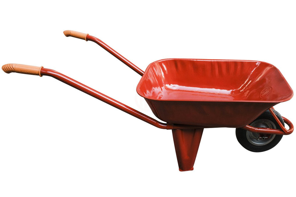 85L red welded steel wheelbarrow with 0.8mm tray