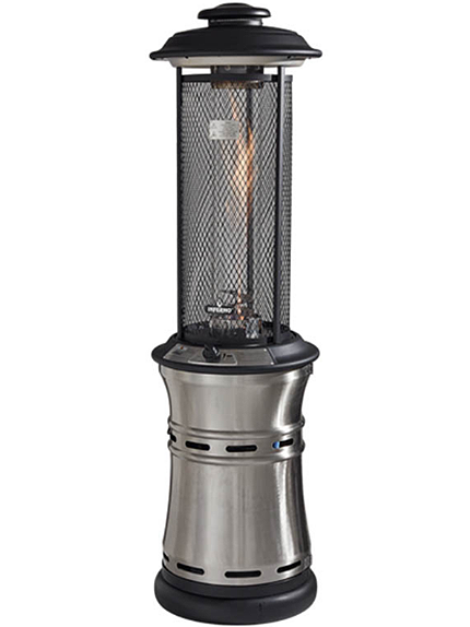 Metallic outdoor patio heater with modern design
