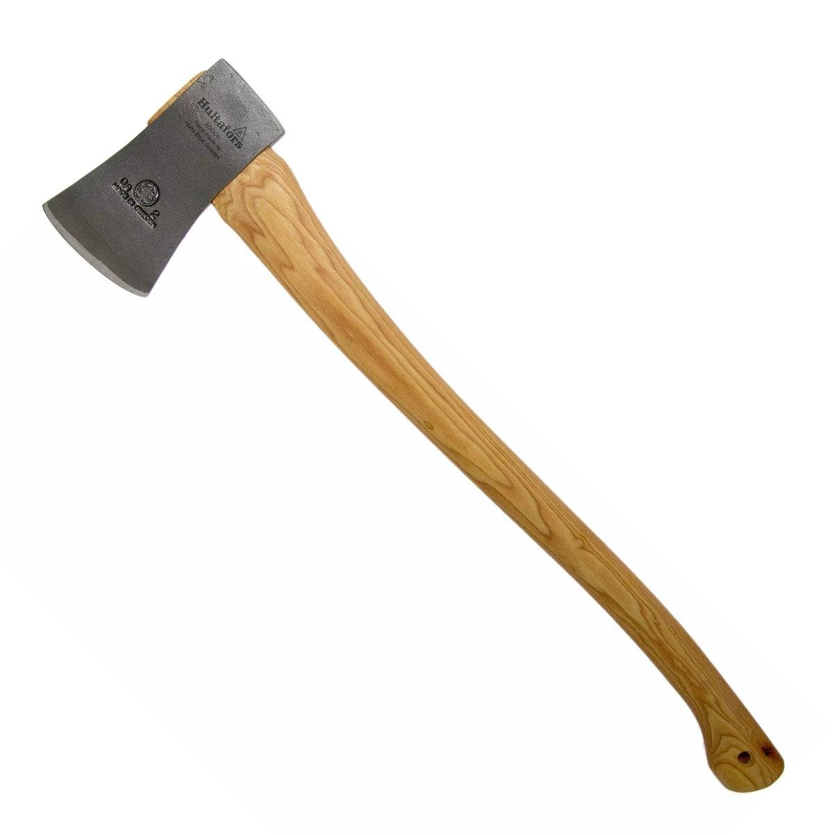 900g forged Swedish steel felling axe with curved American hickory handle for tree cutting and forestry work
