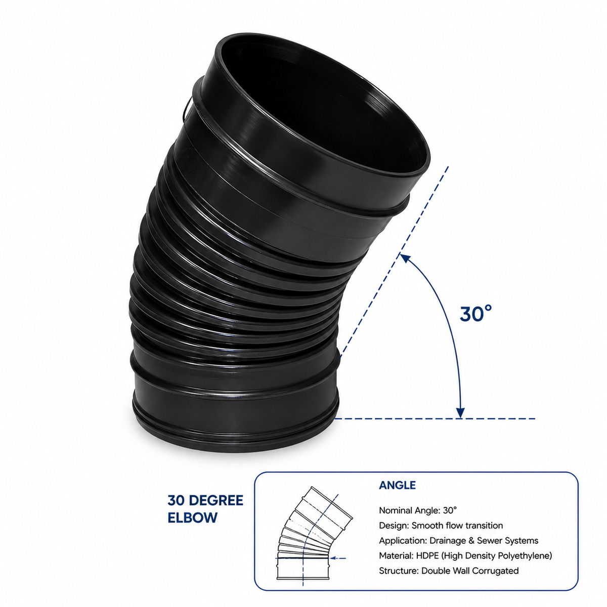 HDPE Corrugated Pipe Elbow 30°