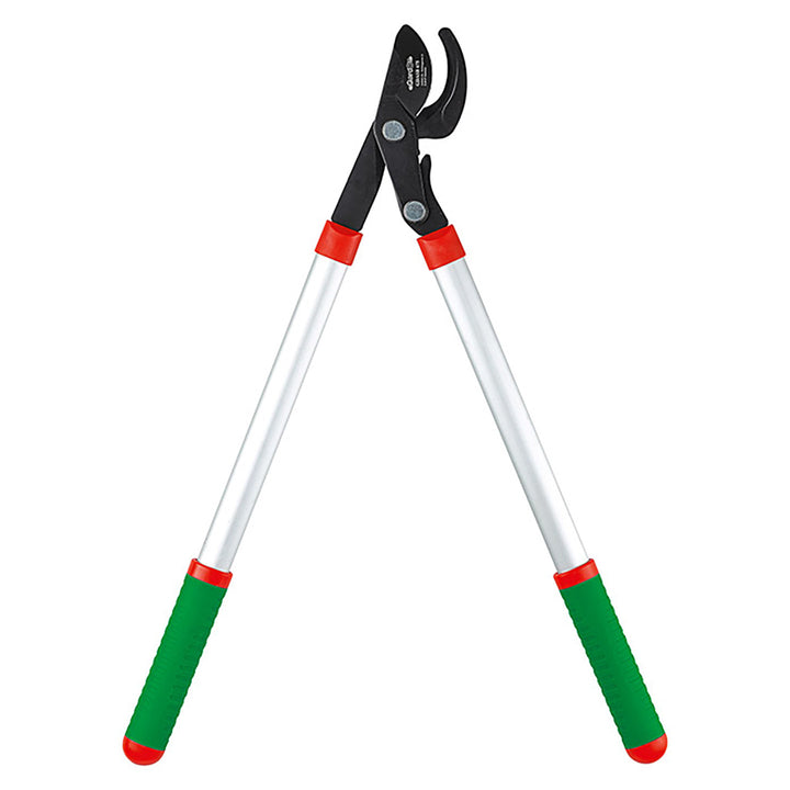 Bypass lopper pruning shears with aluminum handles and plastic grips for cutting branches up to 42 mm