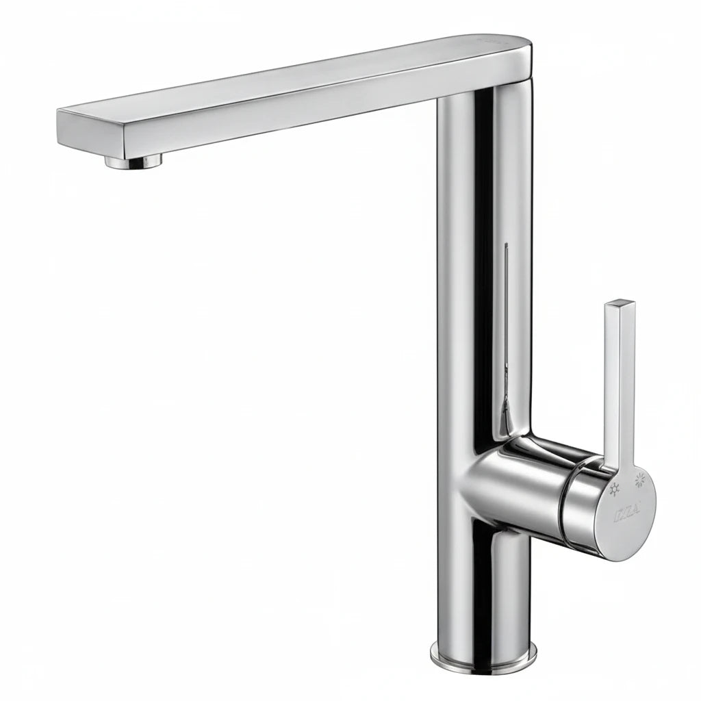 Chrome kitchen sink faucet with 360 degree swivel spout and limescale-resistant aerator