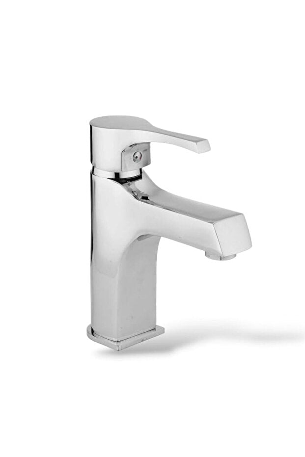 Chrome square basin faucet