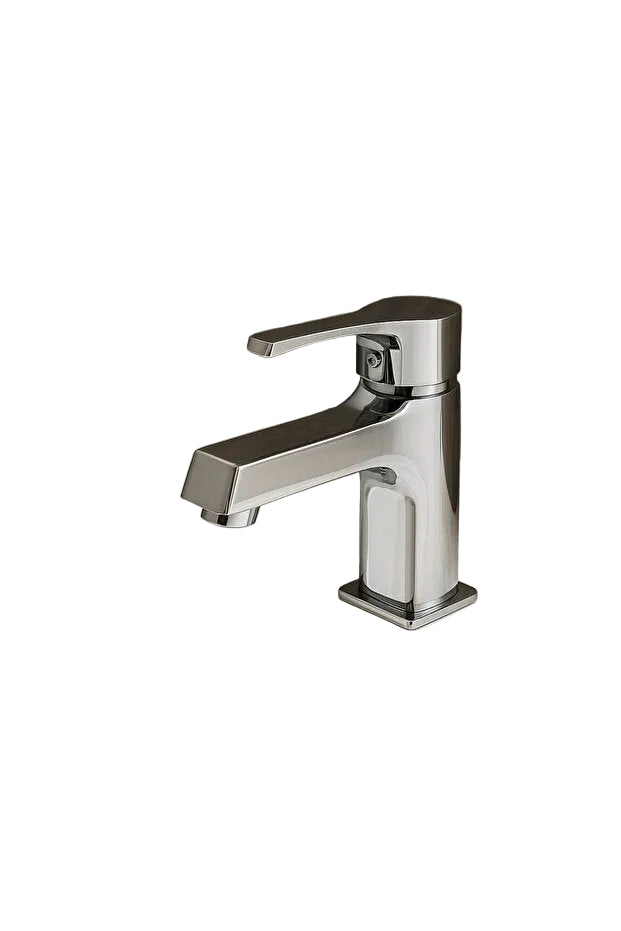 Chrome square basin faucet