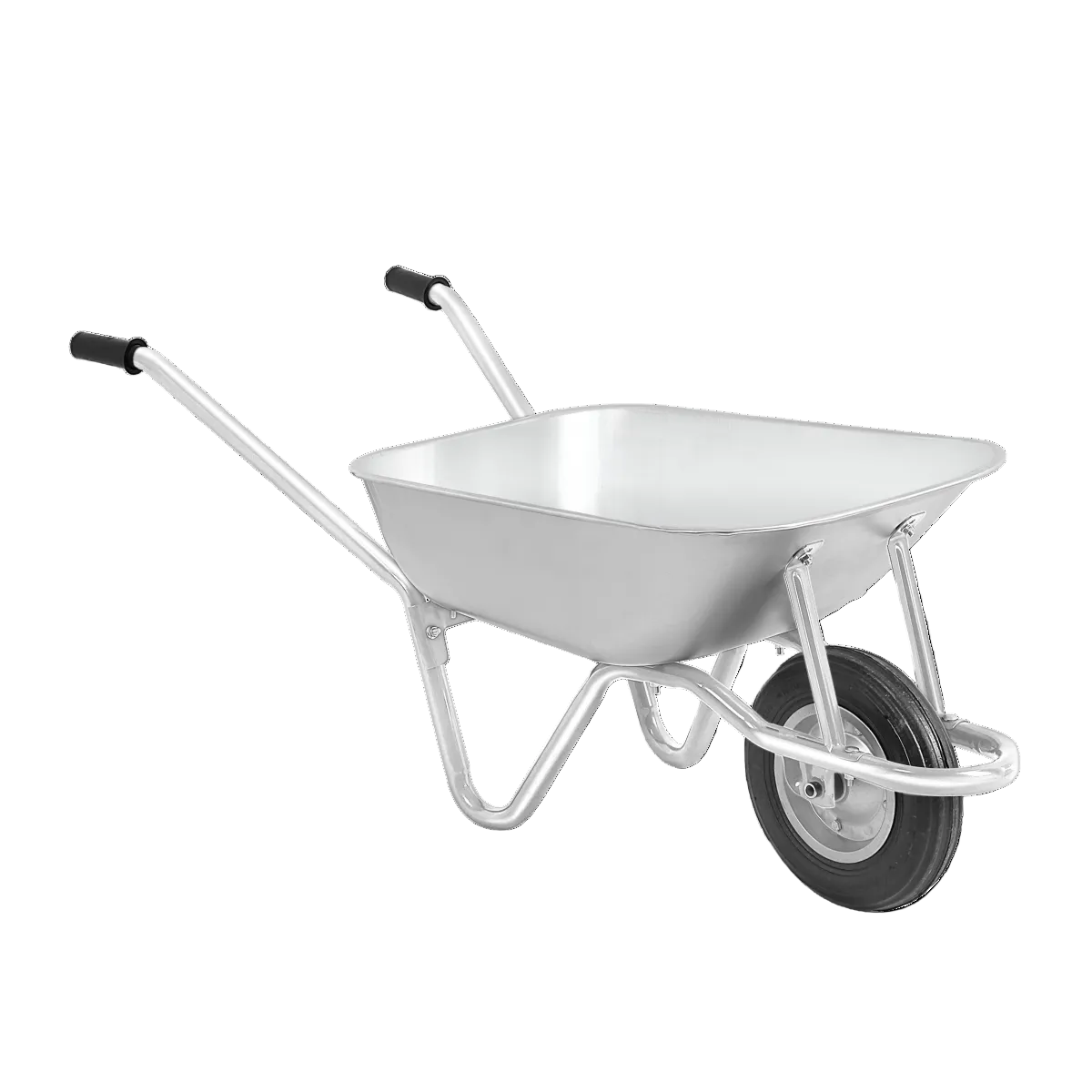 Heavy duty demountable wheelbarrow with steel tray