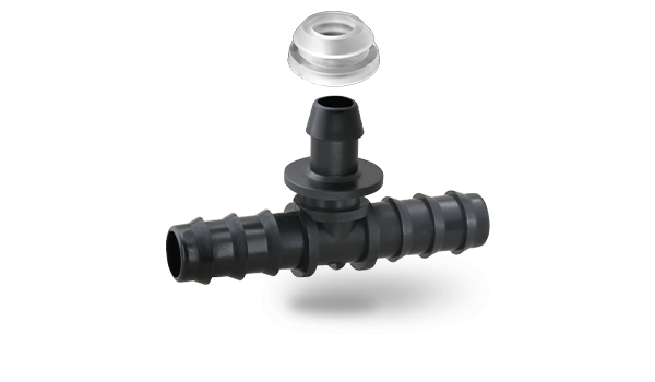 Drill-In Barbed Grommet Tee Connector 16x16x16 mm