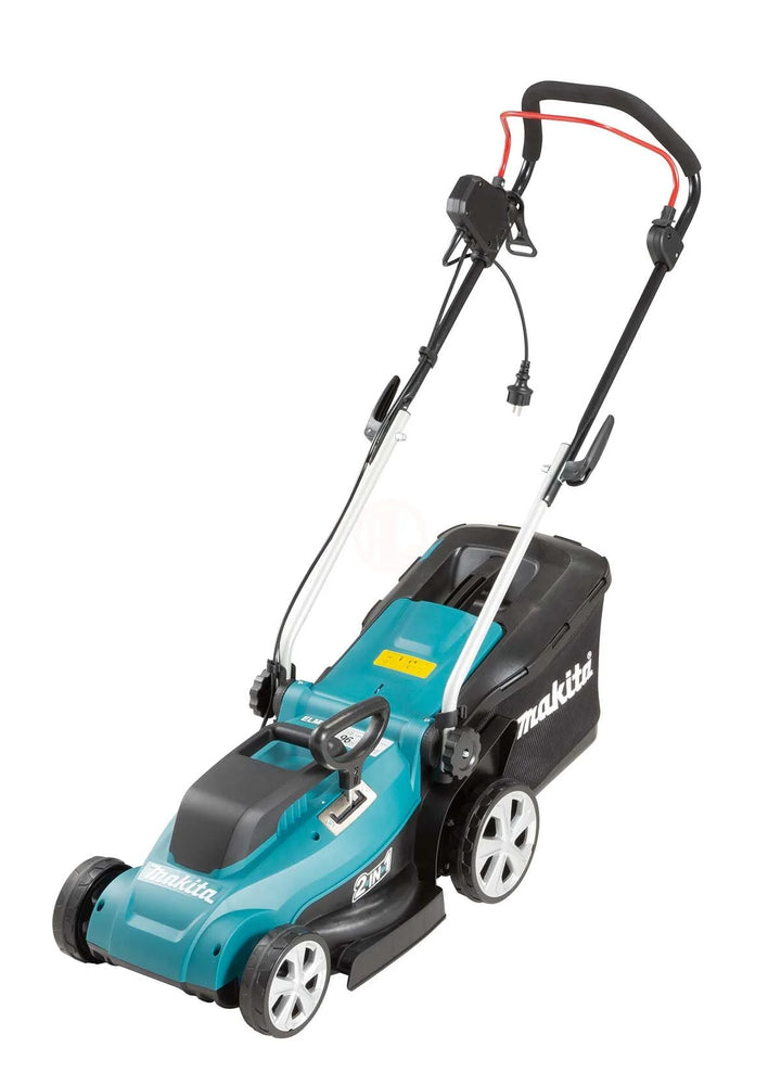 Electric lawn mower designed for efficient lawn cutting and garden maintenance.
