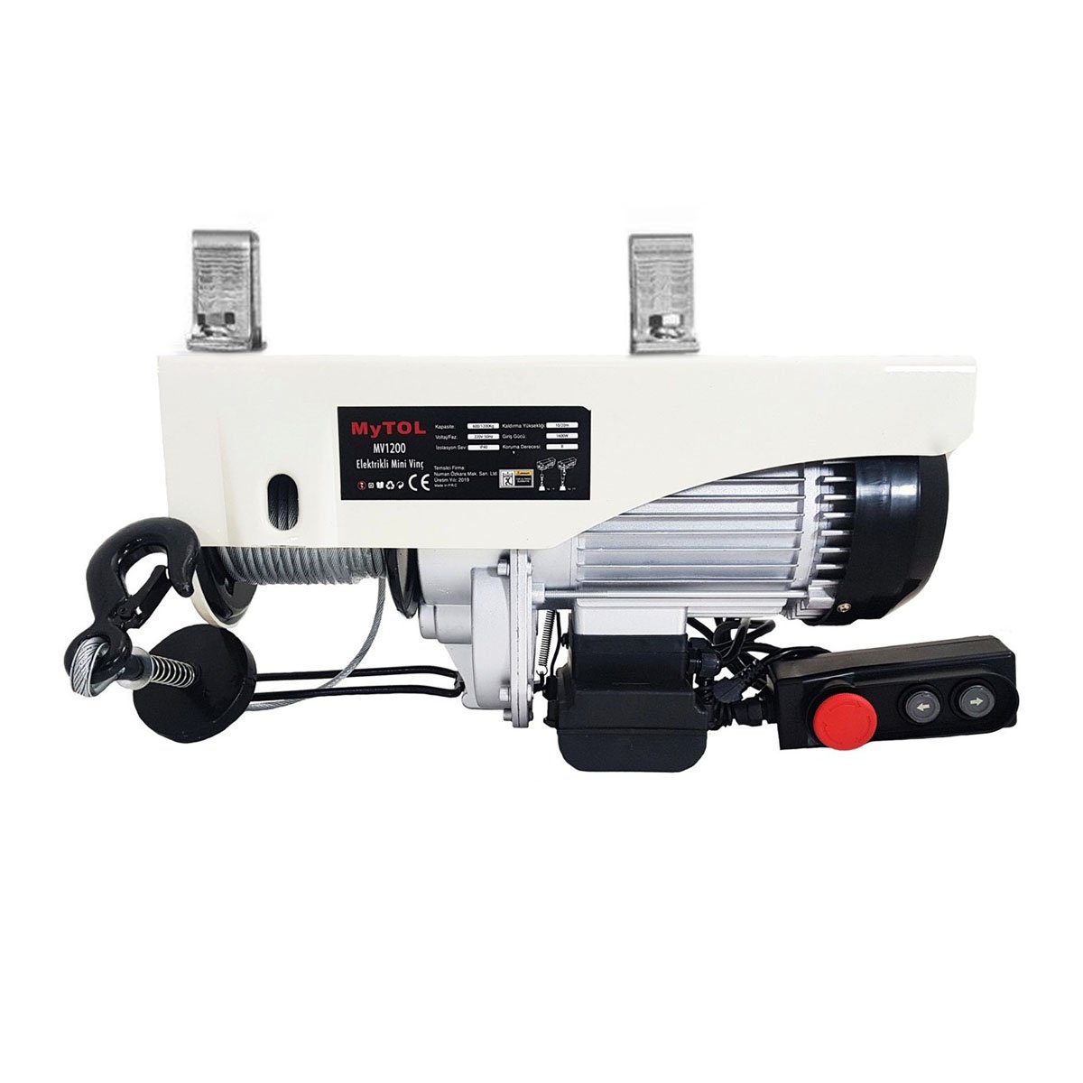Electric mini hoist 600–1200 kg with copper motor and dual rope pulley system for industrial lifting