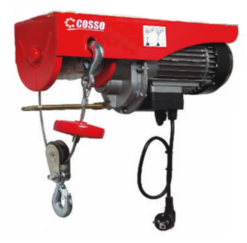 Electric mini hoist with multiple capacity options 125 kg to 1200 kg, copper motor and steel wire rope