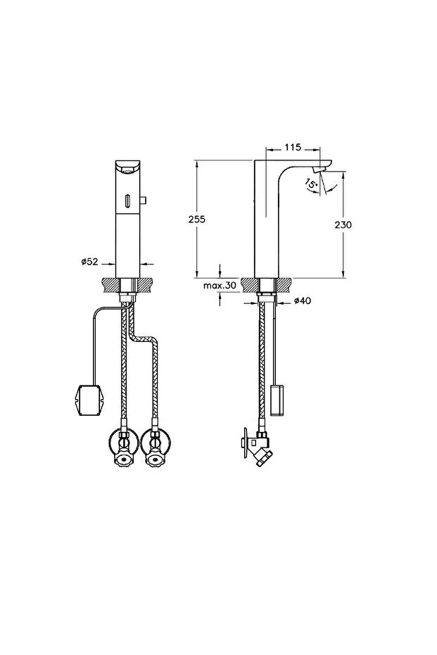 Chrome electric sensor basin faucet with dual water inlet and touchless infrared sensor technology
