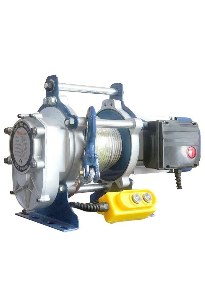 Electric winch 500–1000 kg 220V gear reducer system with cast iron body and copper motor for industrial lifting