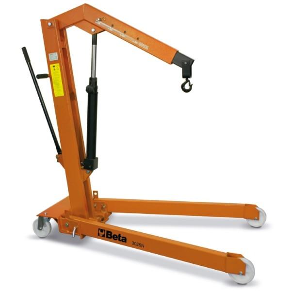 Folding hydraulic workshop crane 1 ton capacity dual effect pump with adjustable load positions and 2420 mm lifting height