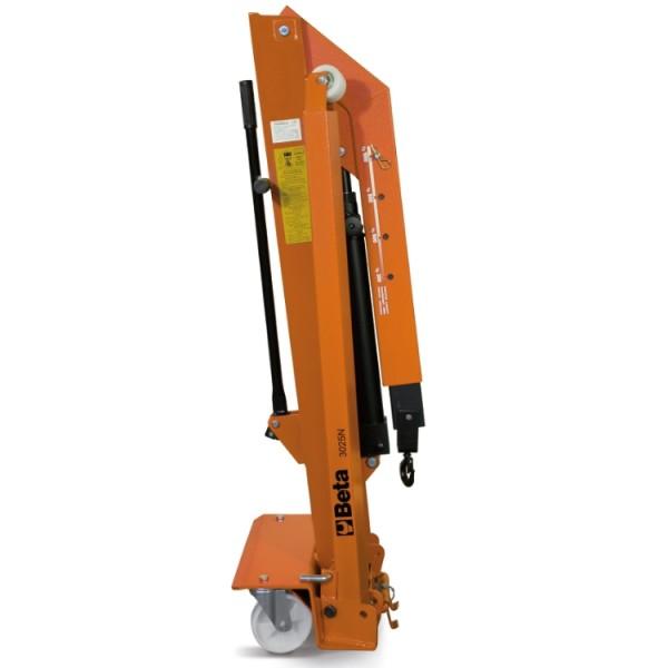 Folding hydraulic workshop crane 1 ton capacity dual effect pump with adjustable load positions and 2420 mm lifting height