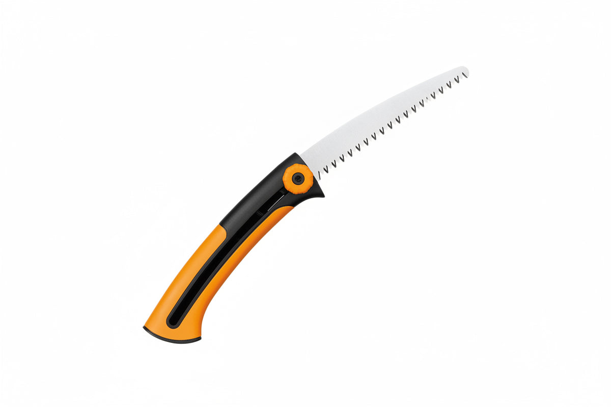 160mm folding pruning saw with retractable twin-tooth blade, finger guard and belt clip for branch pruning