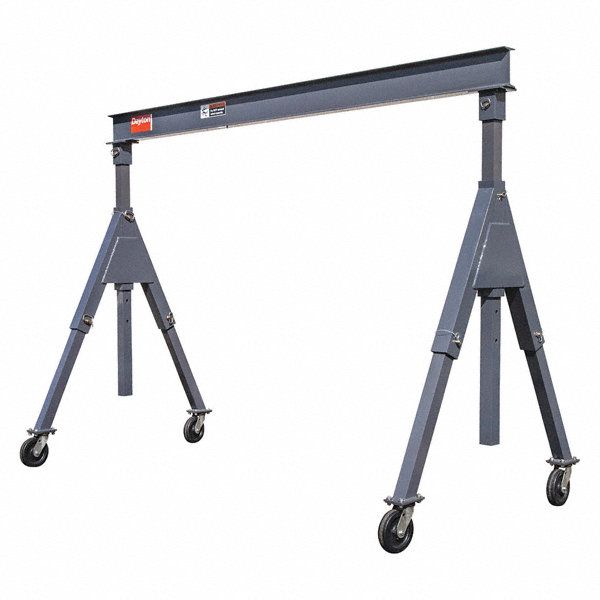 Heavy duty steel portable gantry crane 6000 lb capacity 12 ft span fixed height industrial lifting system