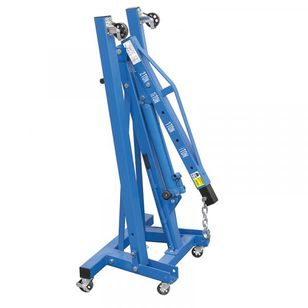 Hydraulic folding workshop crane 2000 kg capacity heavy duty engine hoist with adjustable boom and compact foldable design