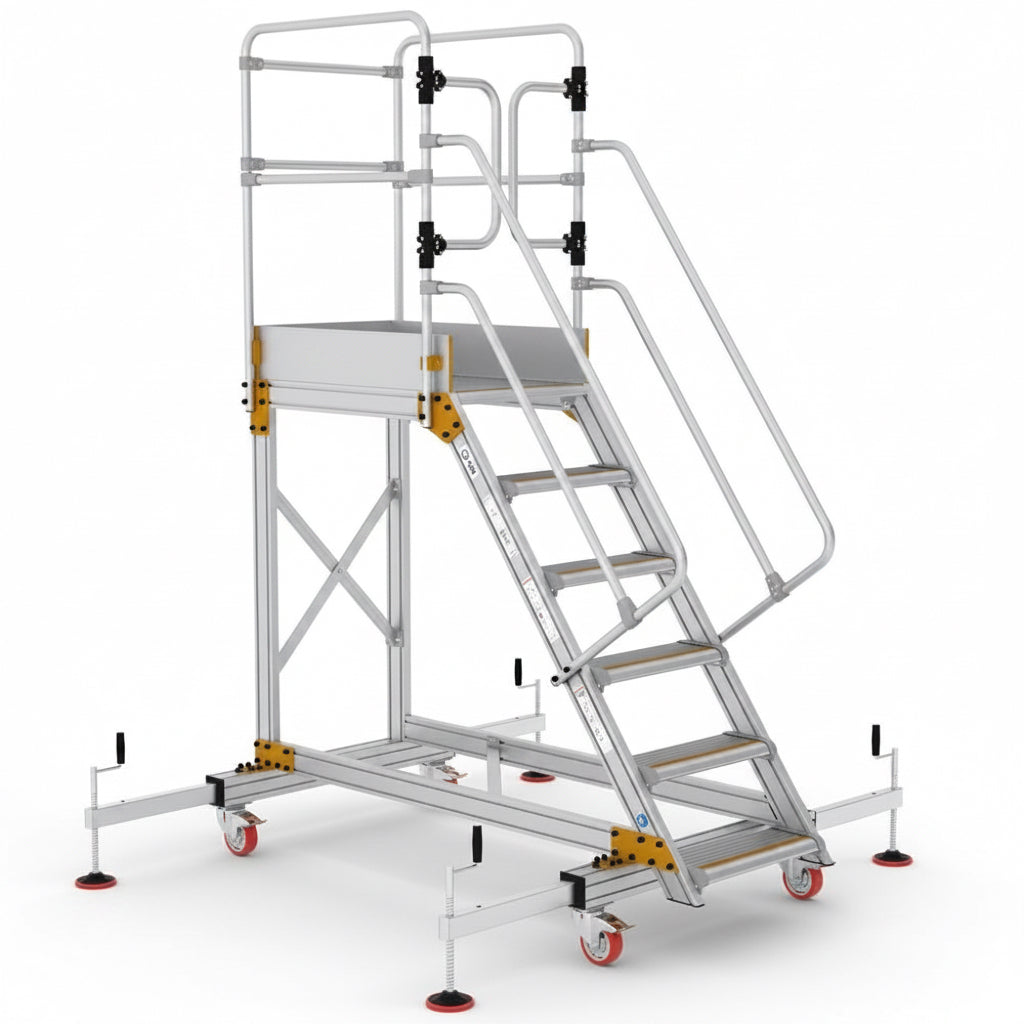 Industrial Aluminum Work Platform with Stabilizer Legs 9+1 Steps
