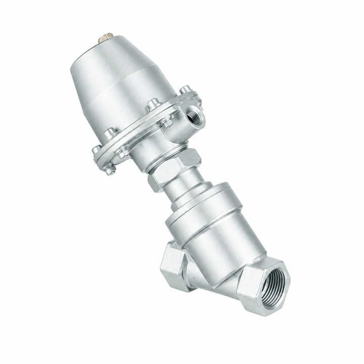 Side view of PP1020 anti water hammer valve with pneumatic control body for pressure shock prevention