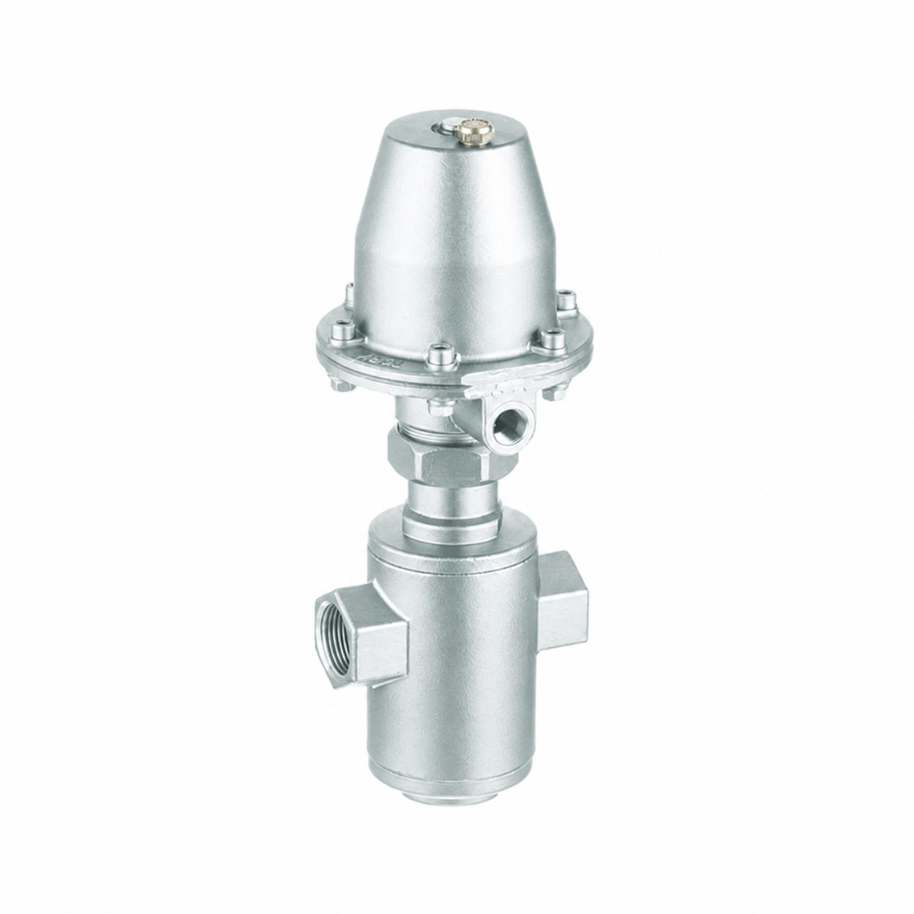 Front view of PP1020 pneumatic water hammer valve for surge protection in industrial pipeline systems
