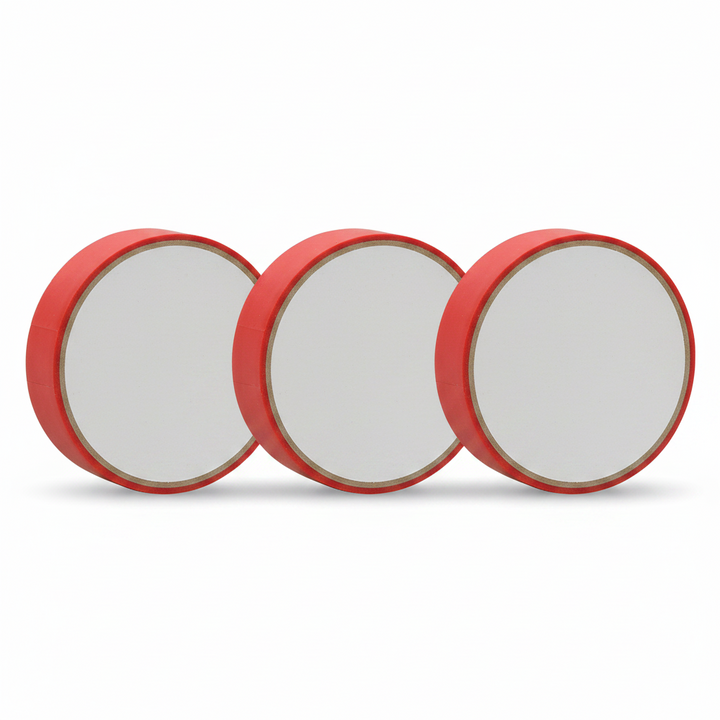 Pack of 3 Red PVC Electrical Insulation Tape Rolls for Wire Protection and Cable Repair