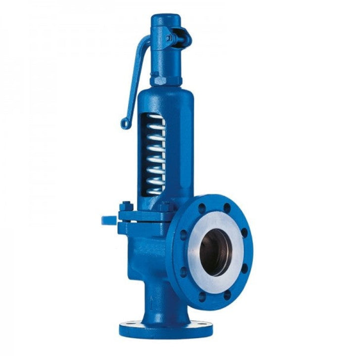 Front view of proportional lift flanged safety valve for industrial pressure relief systems