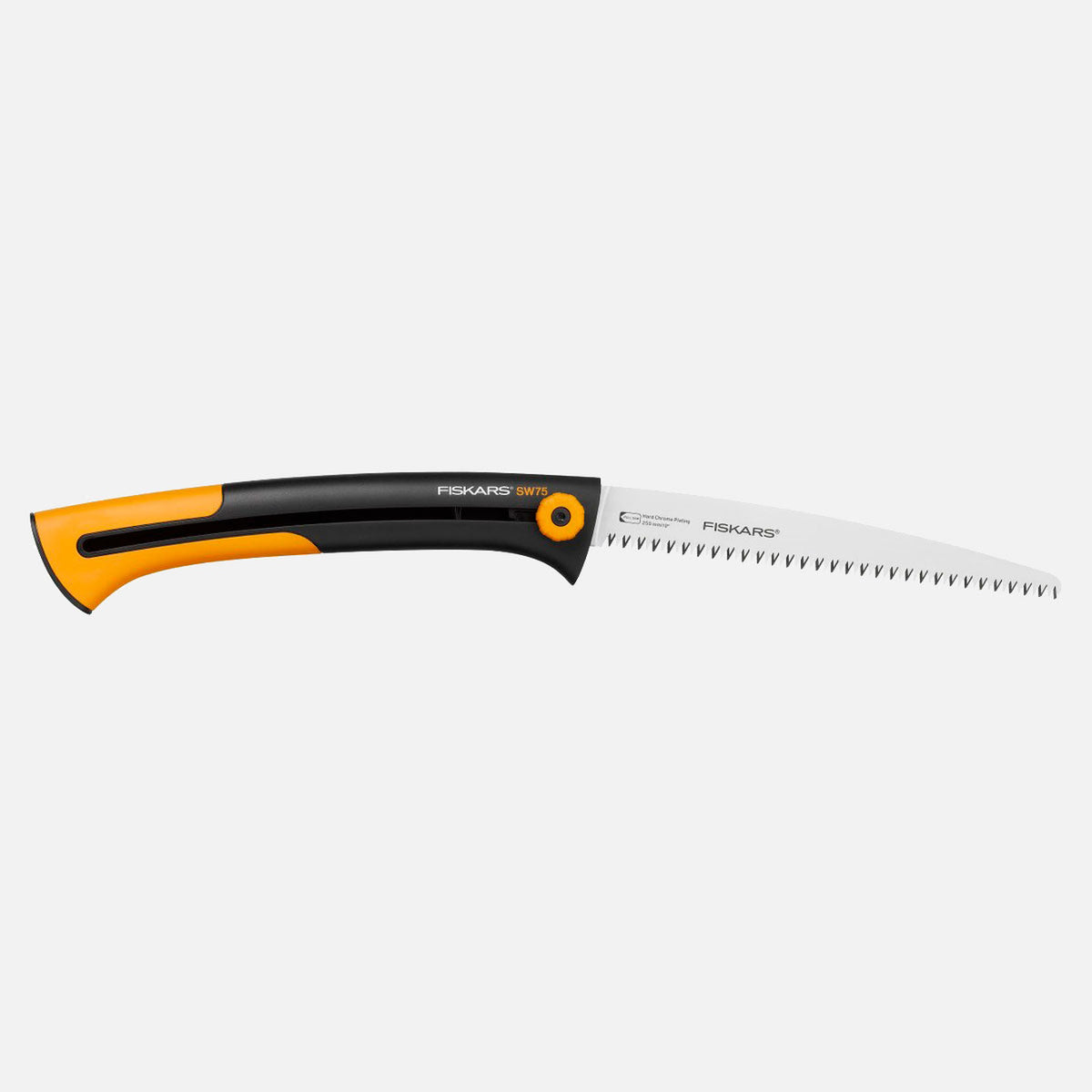 255mm retractable garden saw with pull-cut blade, finger guard and belt clip for pruning and garden maintenance