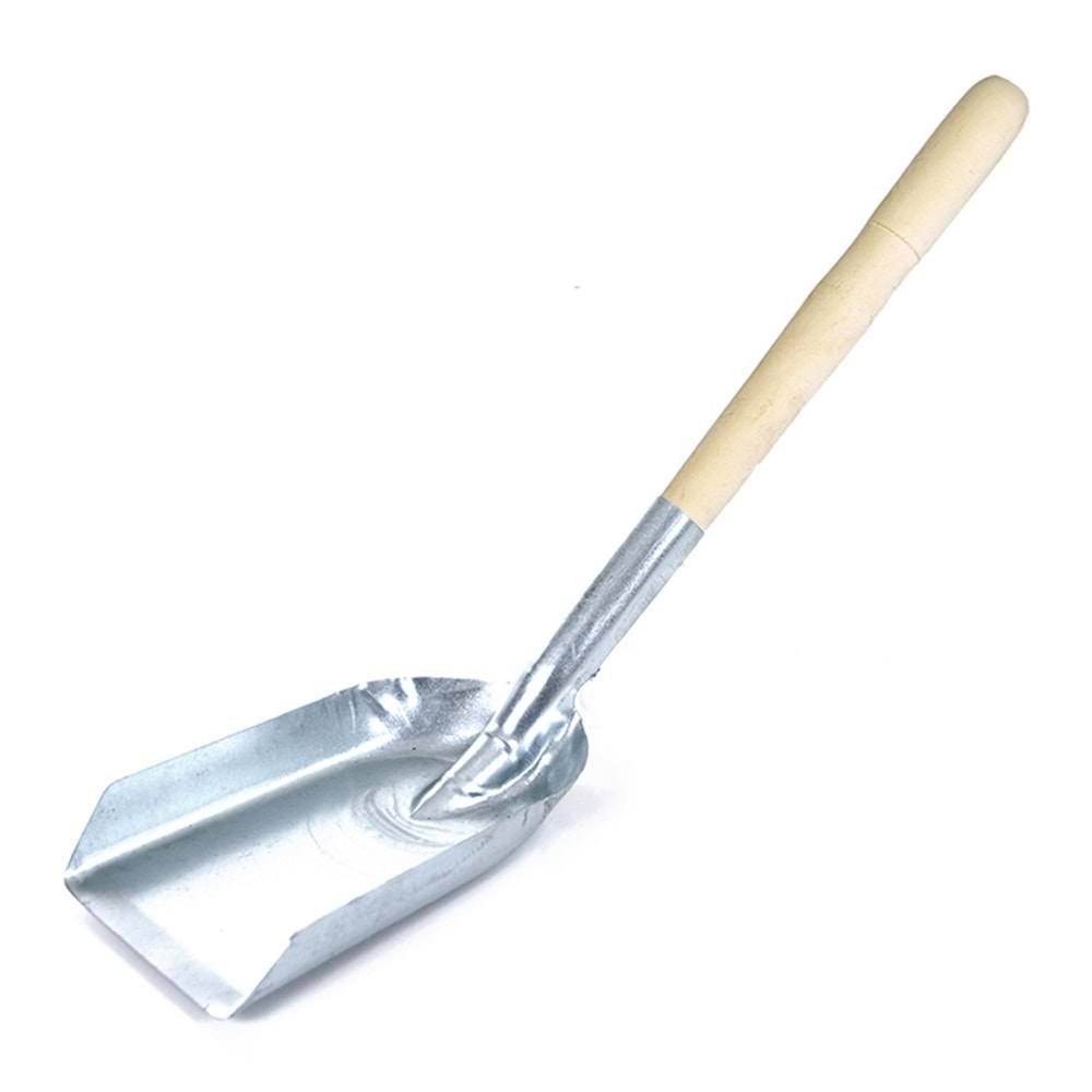 Heavy-duty steel coal shovel with deep scoop design for fireplaces, stoves, and charcoal handling.