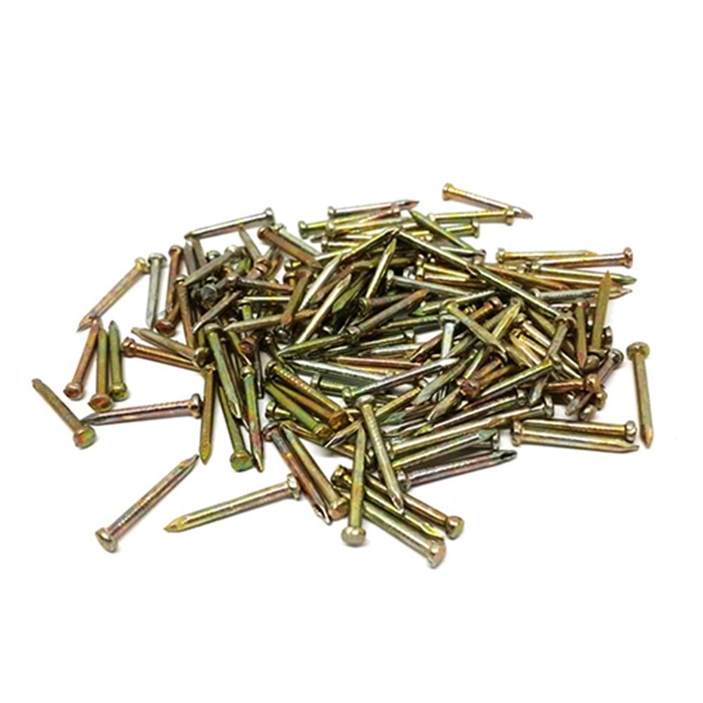 Yellow zinc-plated 2×30 mm steel concrete nails, 100 pack