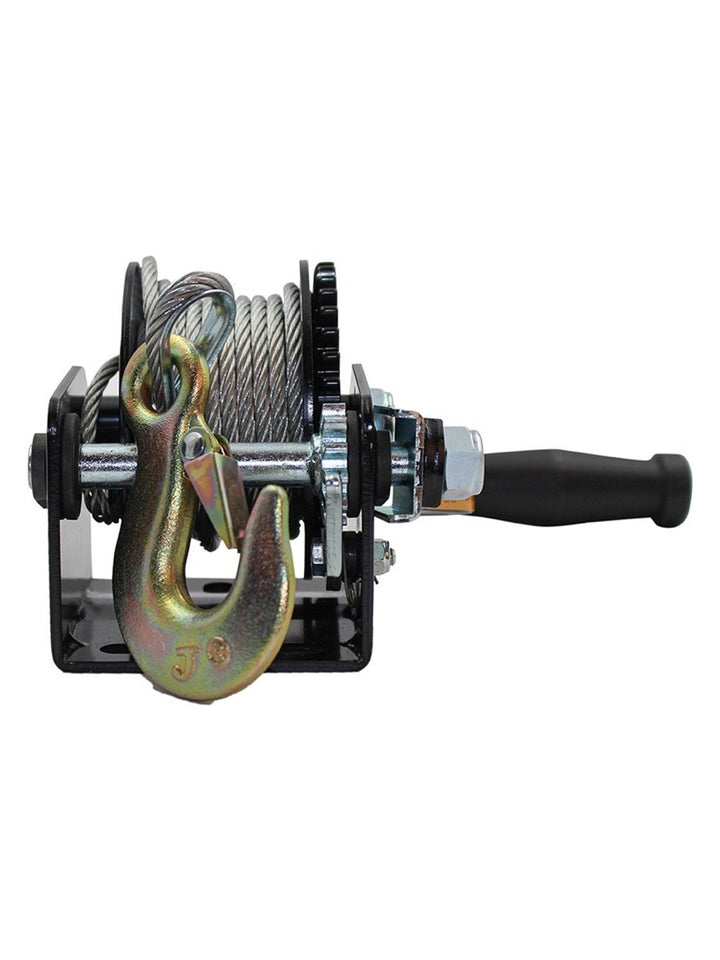 Steel wire rope hand winch 385 kg manual crank lifting and pulling tool for workshop and garage use