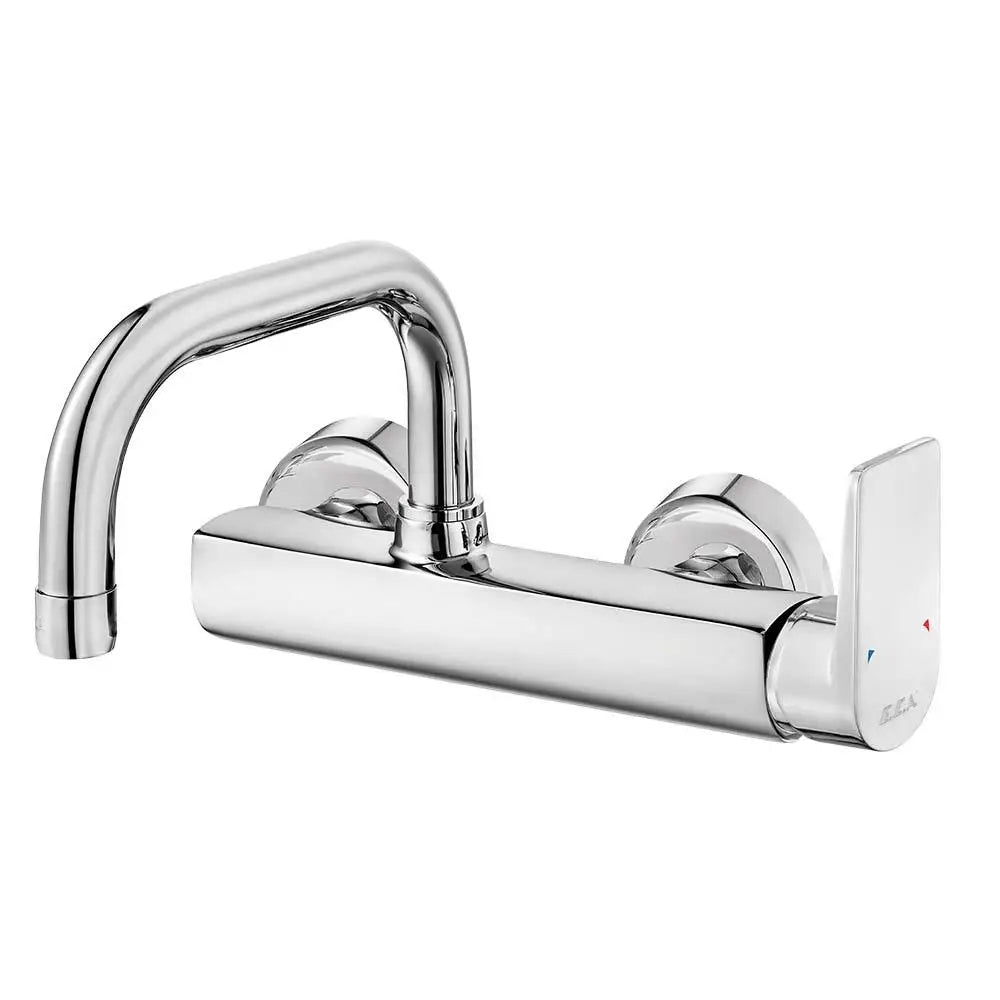 Chrome swan neck kitchen faucet with single lever handle for modern kitchen sinks
