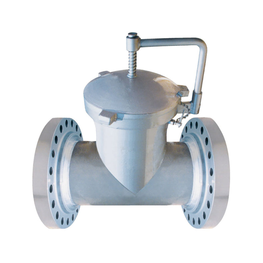 Front view of threaded carbon steel T type strainer for industrial pipeline dirt filtration systems