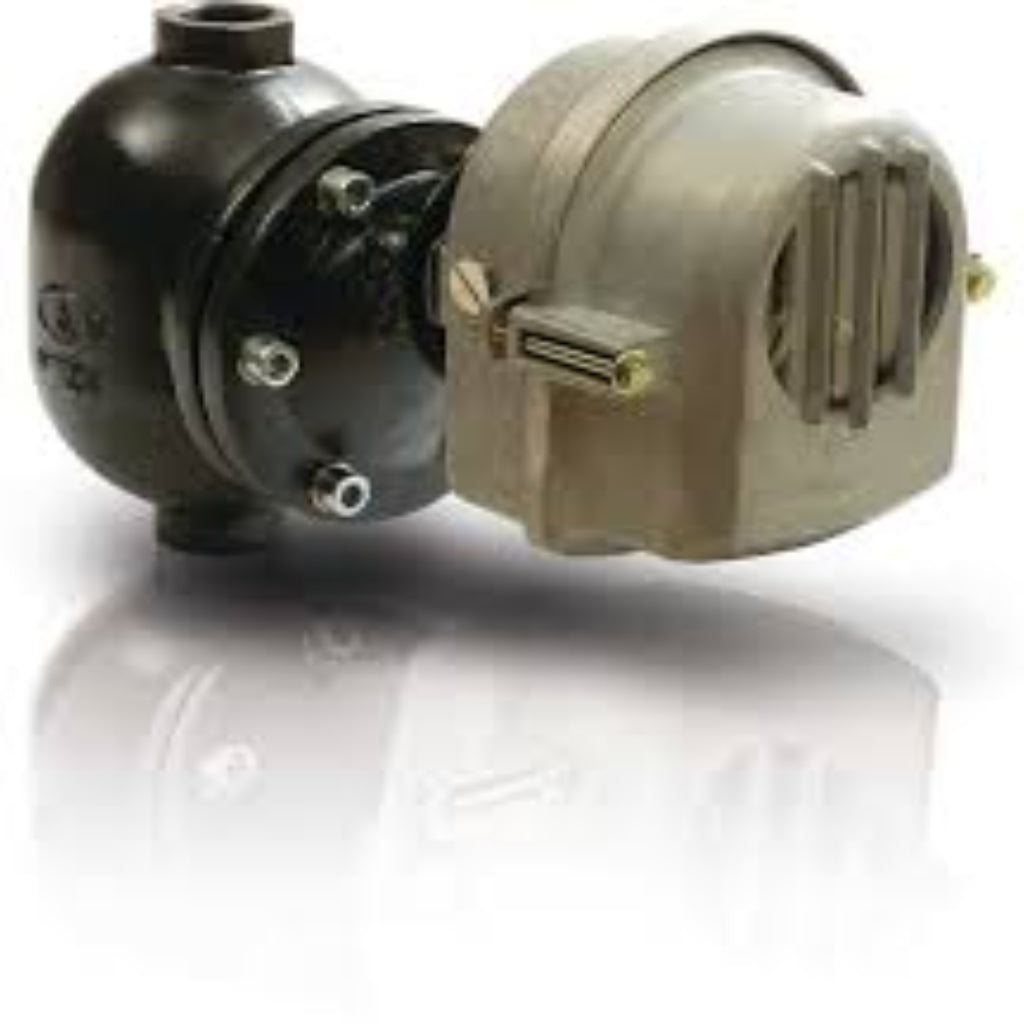 Side view of boiler water level controller with industrial control housing and mounting body