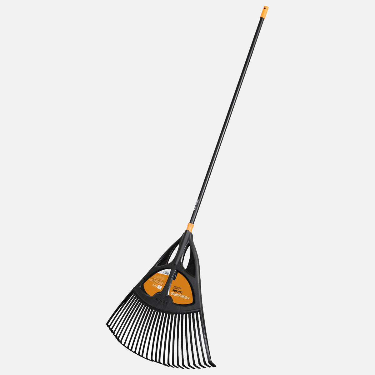 Wide leaf rake with flexible anti-clog tines for collecting leaves and garden debris on large lawns